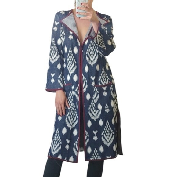 Antthony Original sweater duster knit cardigan open front jacquard Aztec size XS - Picture 1 of 7